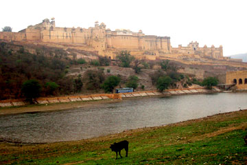 Amber Palast von einem Maharadscha in der Nähe von Jaipur, Rajasthan.